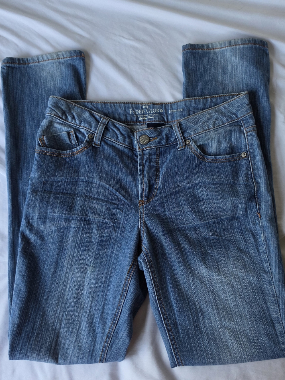 Y2K Faded Glory Lightwash Blue Jeans Size 6 Straight Leg Low Rise
